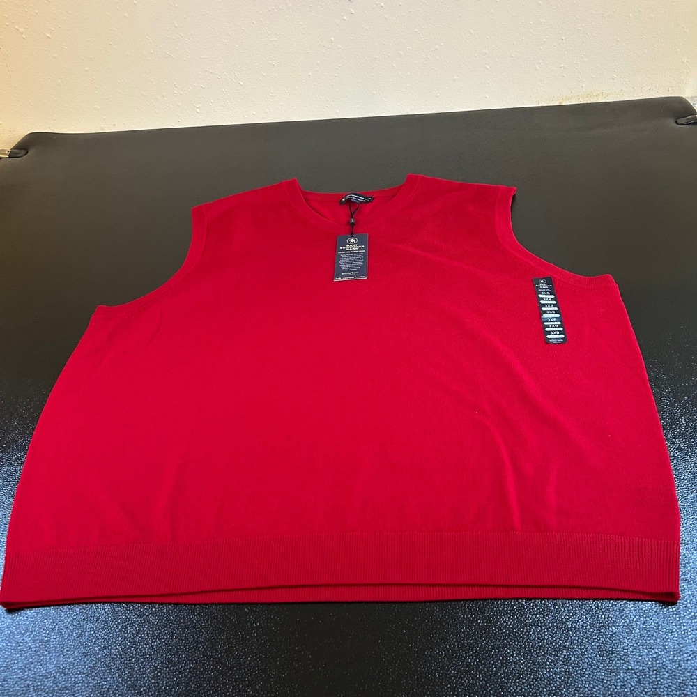 Hart Schaffner Marx Merino Wool Sweater Vest Soft Sleeveless Red Mens 3XB NWT